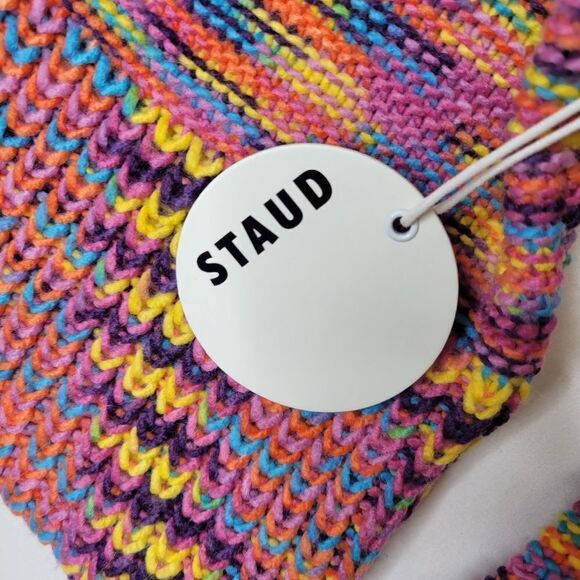 $295 NEW STAUD BENNY SUNSET PINK PURPLE ORANGE TURTLENECK SWEATER M MEDIUM NWT - Picture 10 of 11